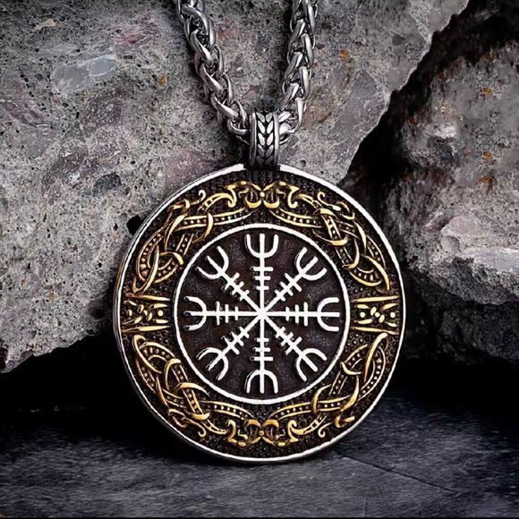 Vegvisir Compass Viking Rune Pendant - Stainless Steel #1527 - Picture 3 of 8